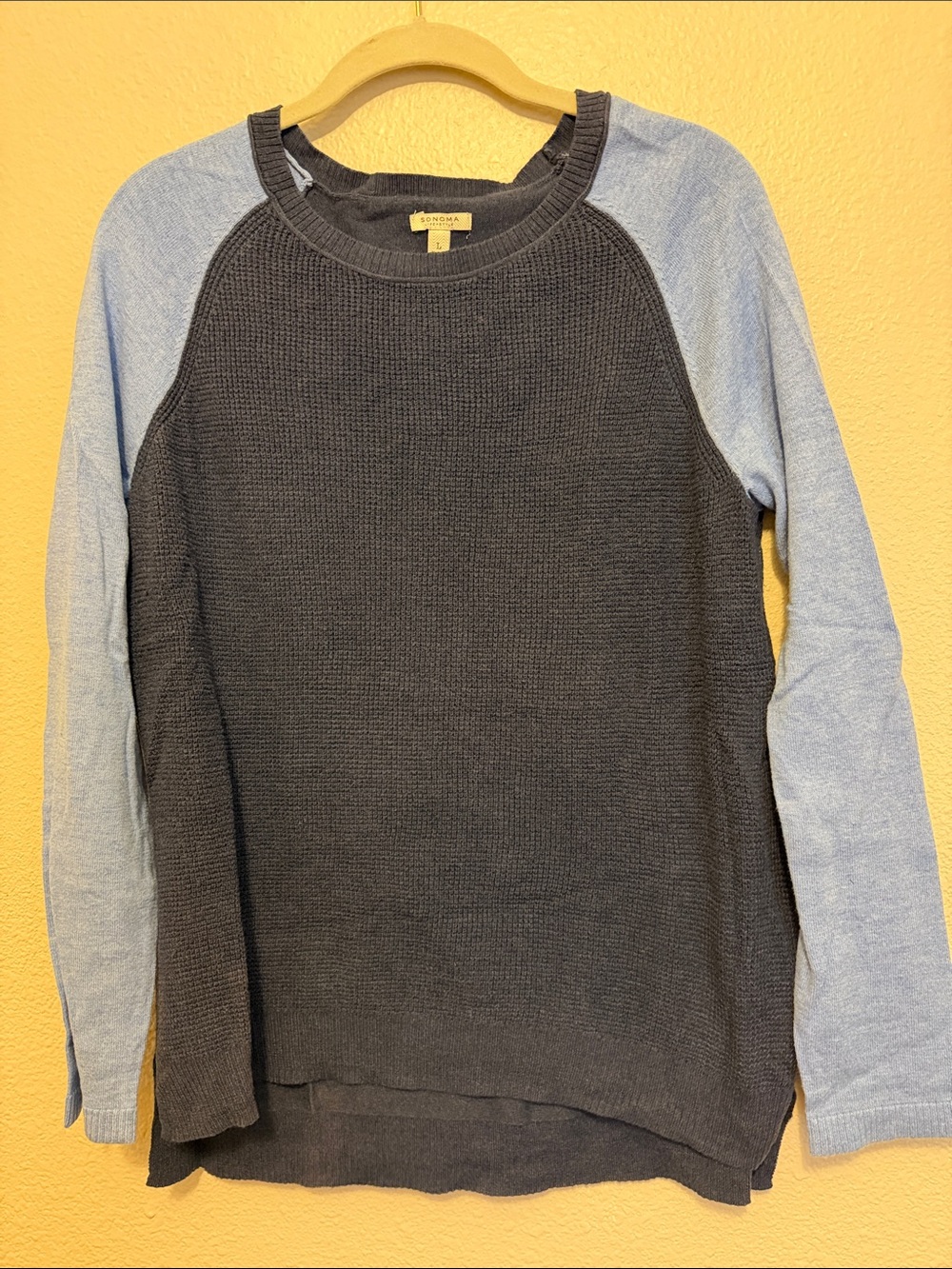 Sonoma navy Crewneck Sweater with Light Blue Raglan Sleeves
